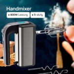 Handmixer mit 800W Power / 5 Geschwindigkeiten / Robuster Edelstahl / Spülmaschinenfest / Stilvoll & Komfortabel / Mit Eject- und Turbotaste / Inkl. 2 Knethaken & 2 Rührbesen – Bild 2