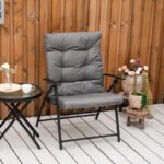 Faltbarer Gartenstuhl mit Metallrahmen, Campingstuhl, verstellbarer Rückenlehne, Faltstuhl, Strand, Oxford, Grau – Bild 2
