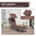 Sonnenliege Gartenliege klappbar mit Sonnenschutz Braun 187x58x36 cm für Terrasse & Balkon – Bild 6
