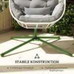 Hängesessel mit Gestell, Eiförmiger Hängeschaukel mit weichem, Outdoor, Terrasse, Garten, Hellgrau – Bild 5