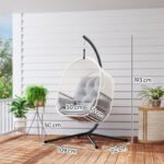 Hängesessel mit Gestell, Eiförmiger Hängeschaukel mit weichem, Outdoor, Terrasse, Garten, Hellgrau – Bild 3